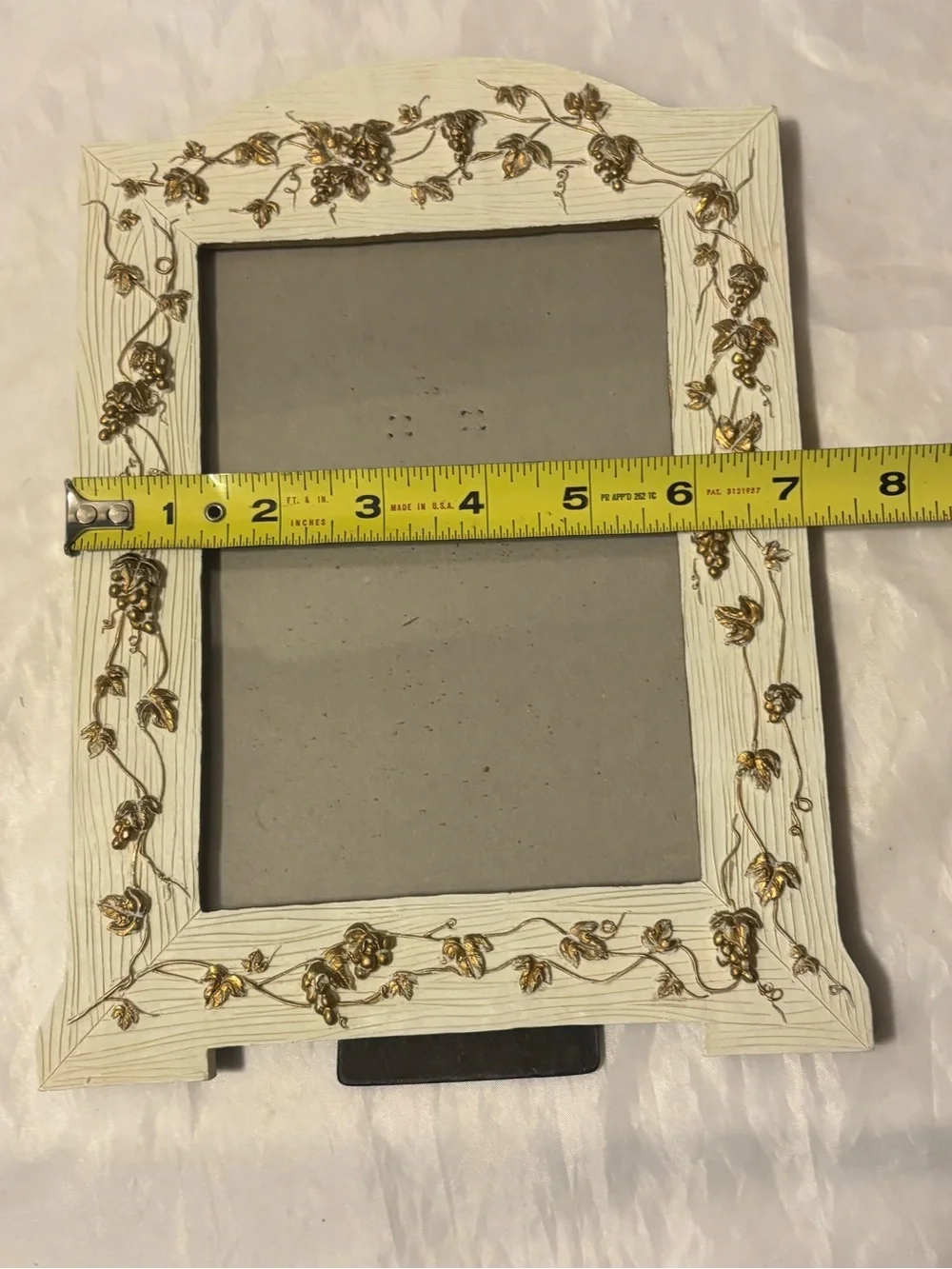 Ornate Cream Picture Frame with Gold Vine Accents